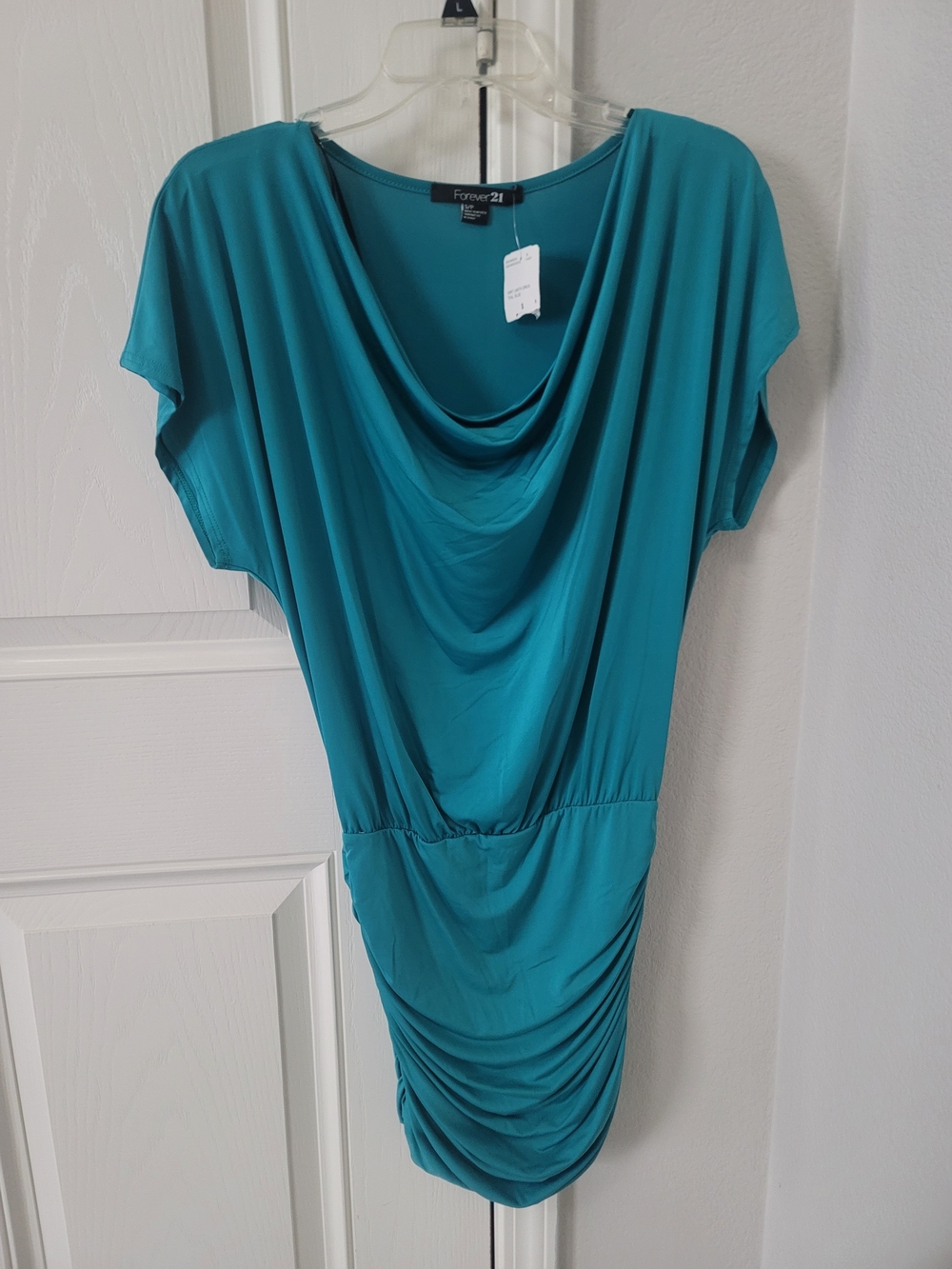 Forever 21 Teal Draped Cowl Neck Dress